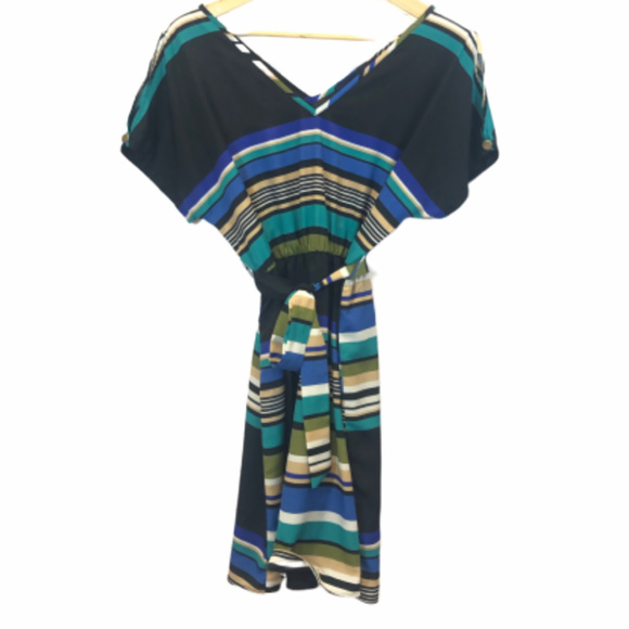 Blue Rain Dresses & Skirts - Blue Rain Striped Cold Shoulder Dress - M